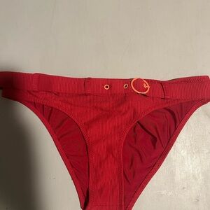 Solid & striped Red Swim Bottom with belt